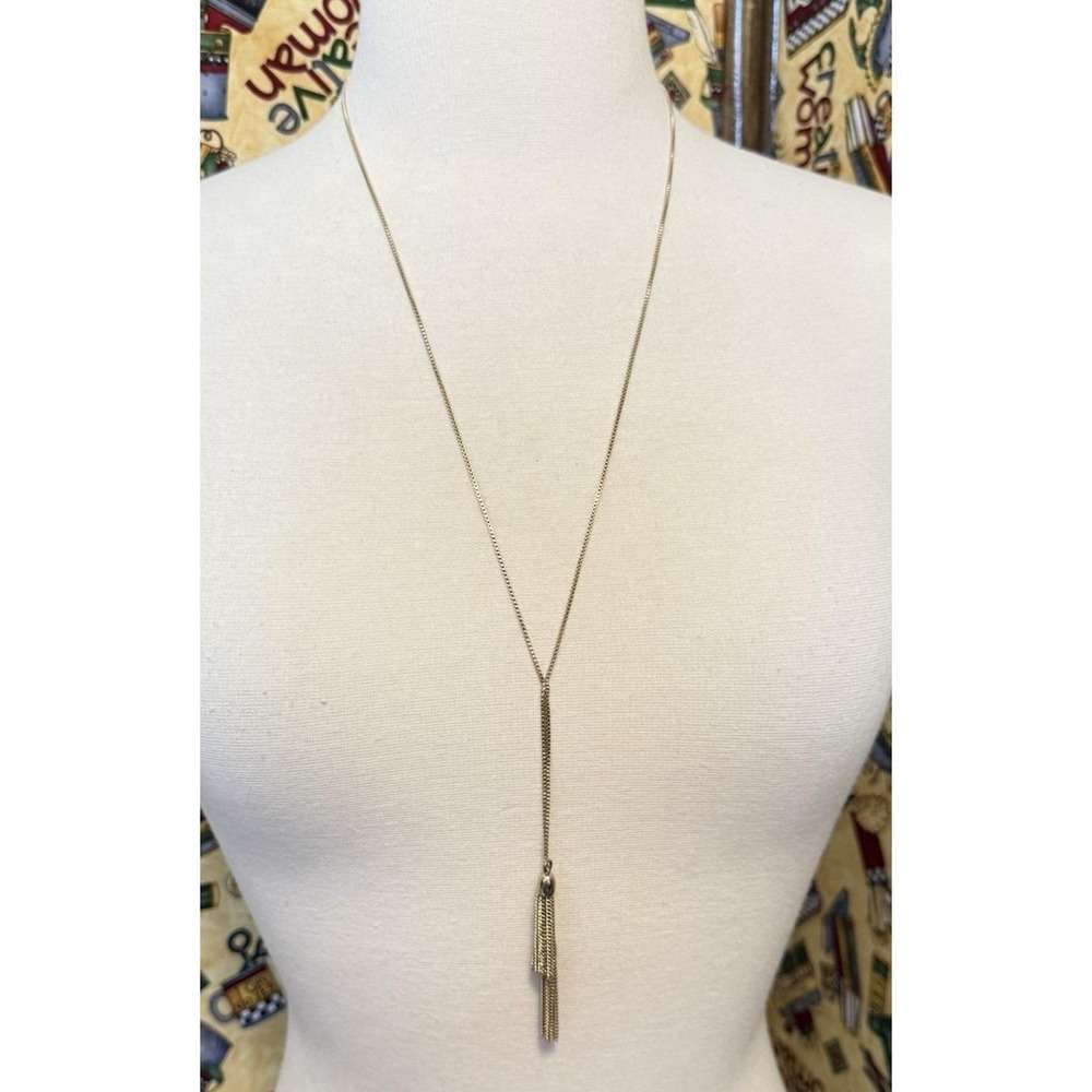 Vintage J Crew Gold Tone Y-Chain Double Tassel Necklace 18" Hang 2" Extension